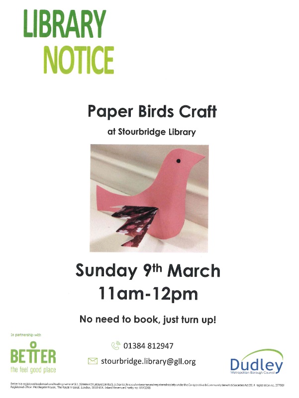 Stourbridge Library - Paper Birds Craft